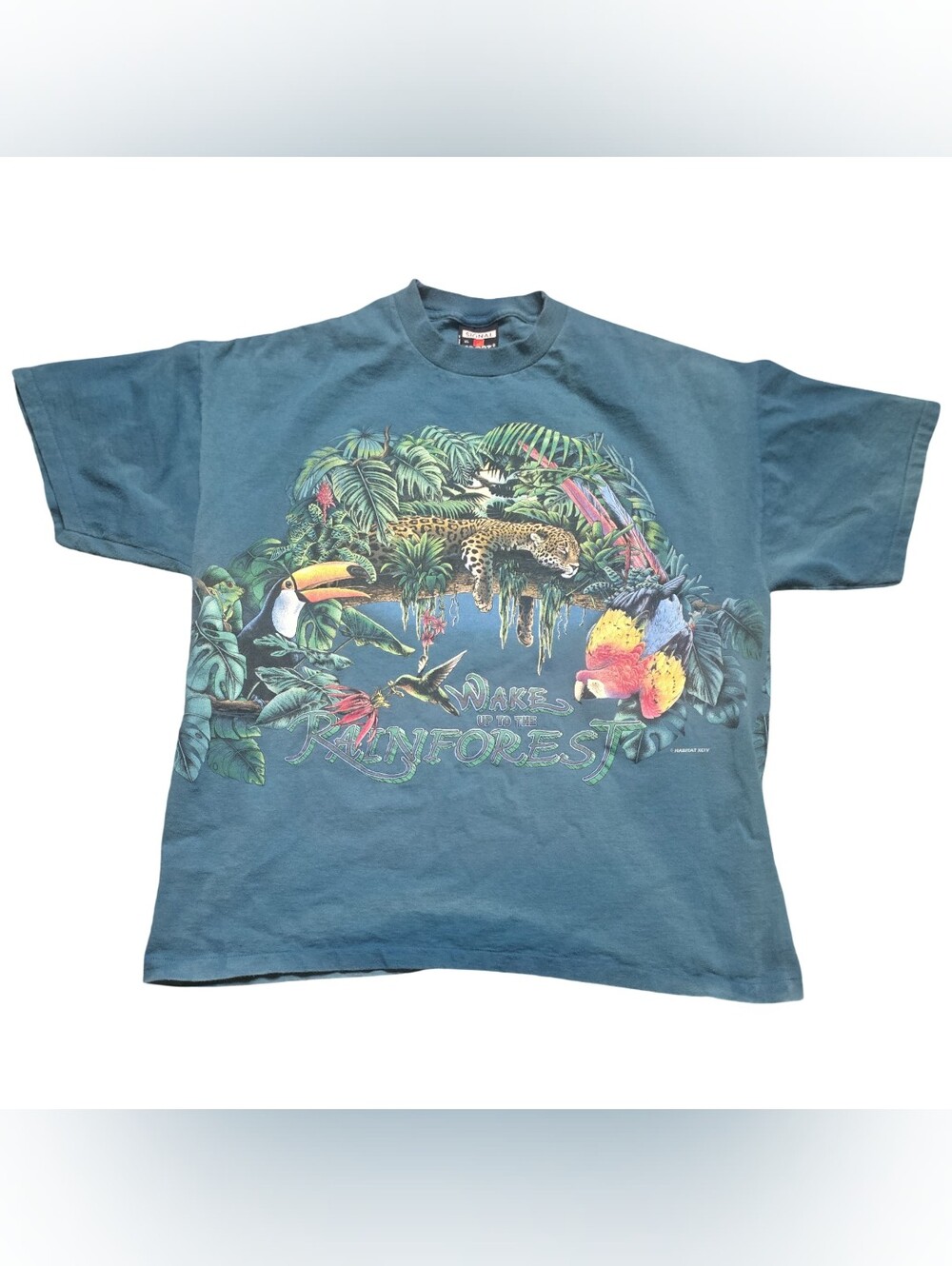 Vintage 90s Habitat Rainforest T-Shirt Wake Up The Rainforest XL Single Stitch